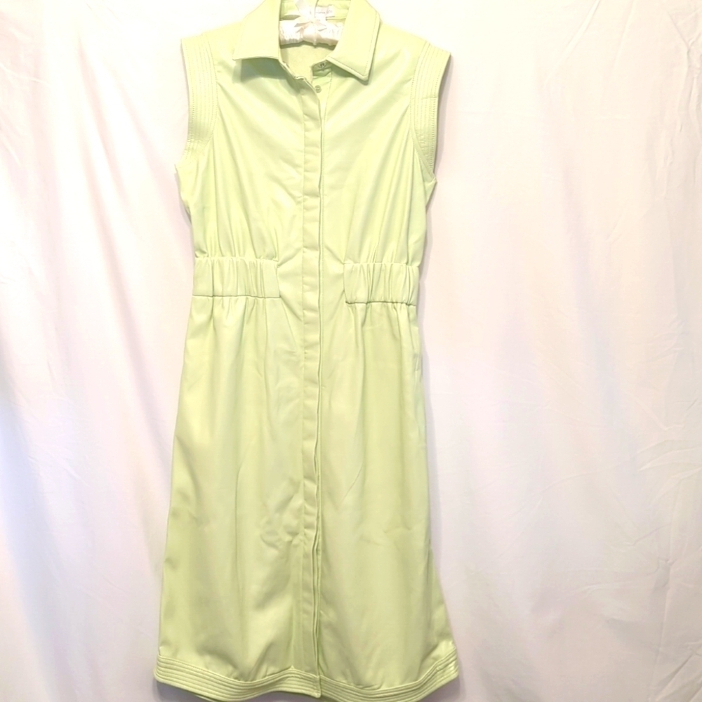 Vegan Leather Dress.House of Harlow 1960.Buttery Soft Small Minty Green. NWT